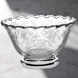 Mid Century Fostoria Heather Etched Crystal Snack Bowl